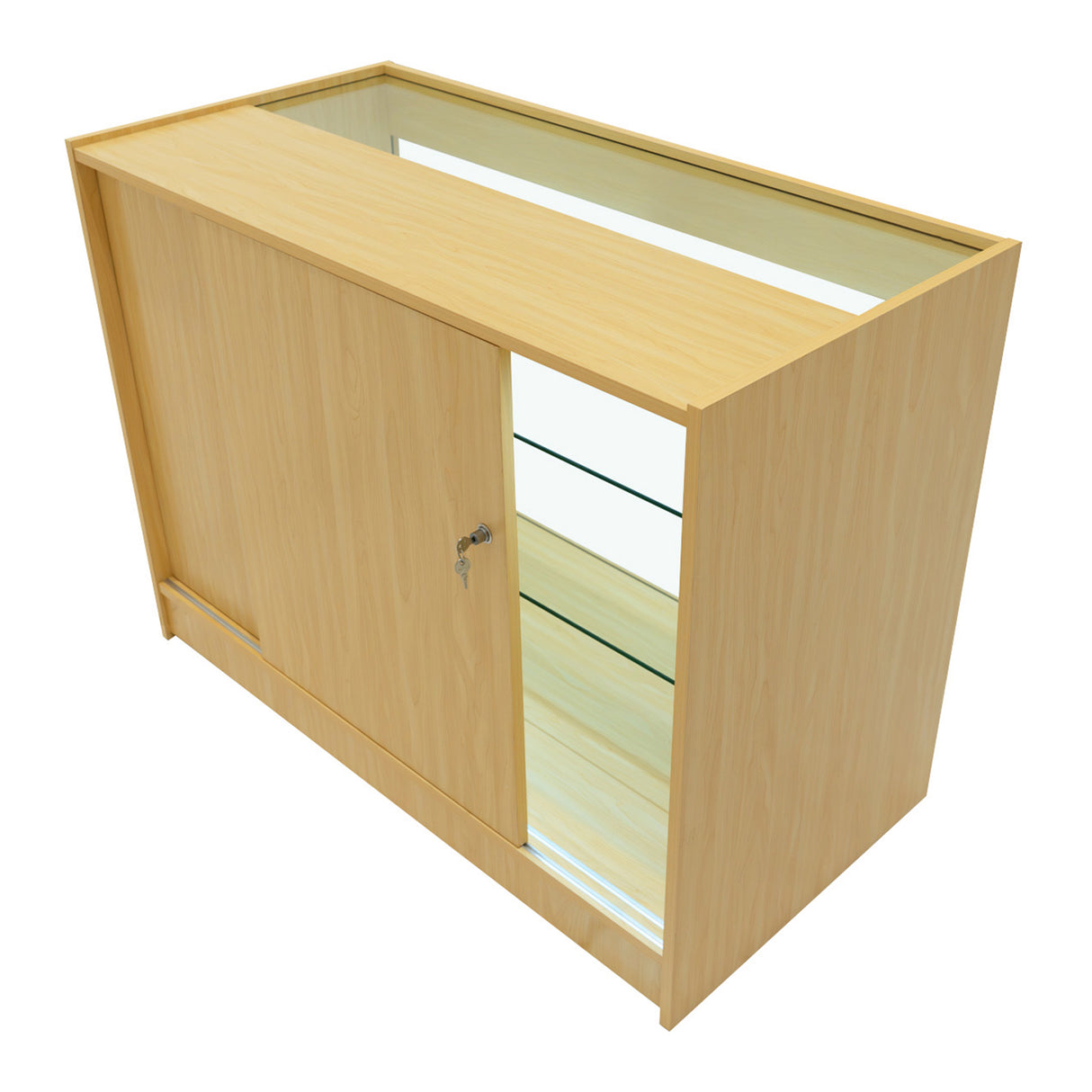 Conjunto de Balcões Comerciais com Luz LED "VEGA" CM60 + K1200 + C1200 + TB60 – cor Maple