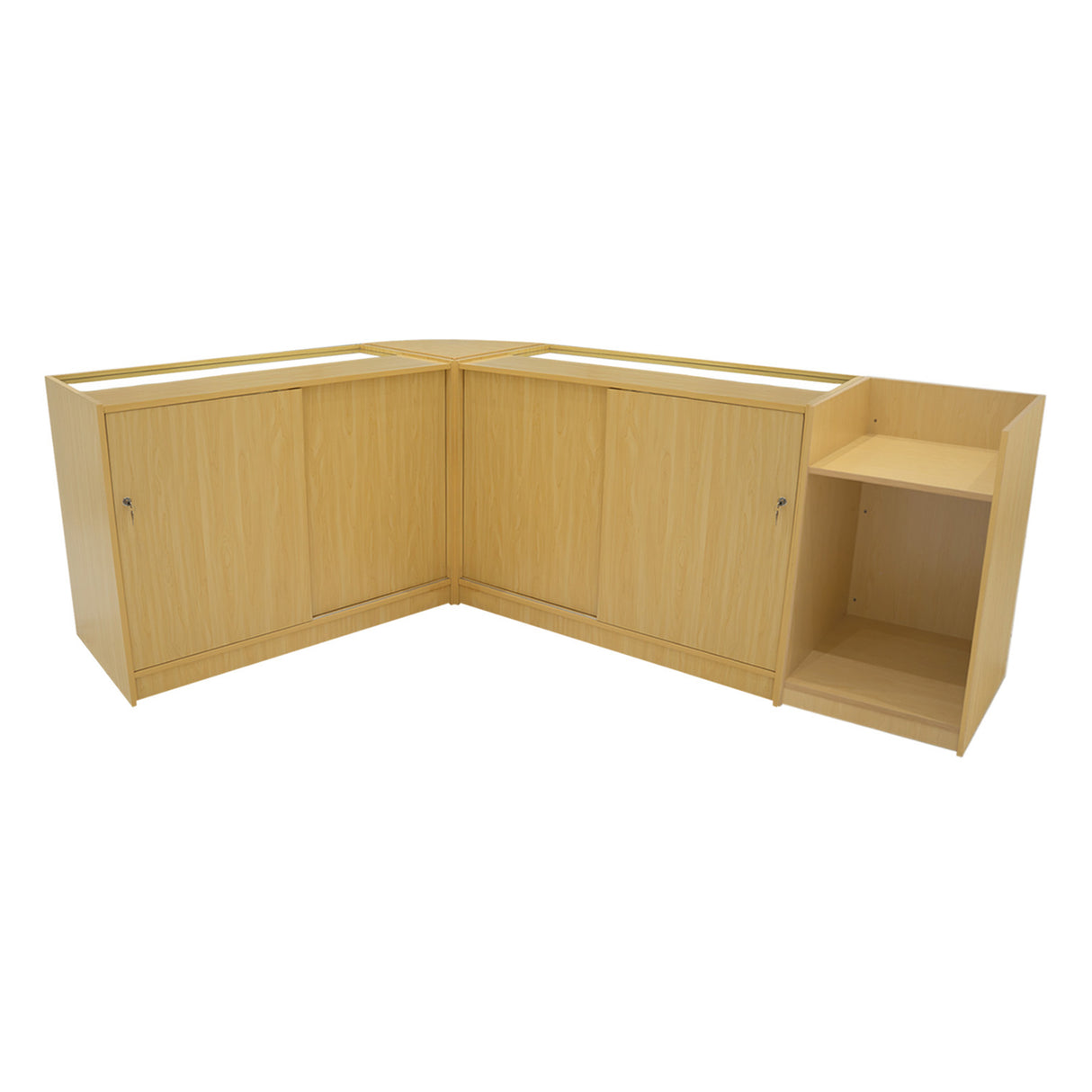 Conjunto de Balcões Comerciais com Luz LED "ECLIPSE" LM60 + 2xC1200 + TB60 – cor Maple