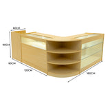 Conjunto de Balcões Comerciais com Luz LED "HYPERION" LM60 + B1200 + K1200 + TB60 – cor Maple