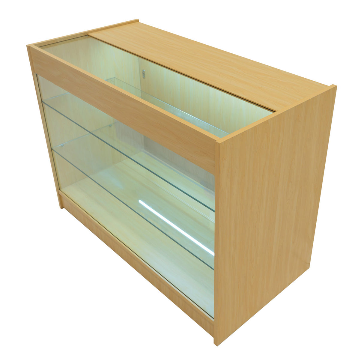 Conjunto de Balcões Comerciais com Luz LED "HYPERION" LM60 + B1200 + K1200 + TB60 – cor Maple
