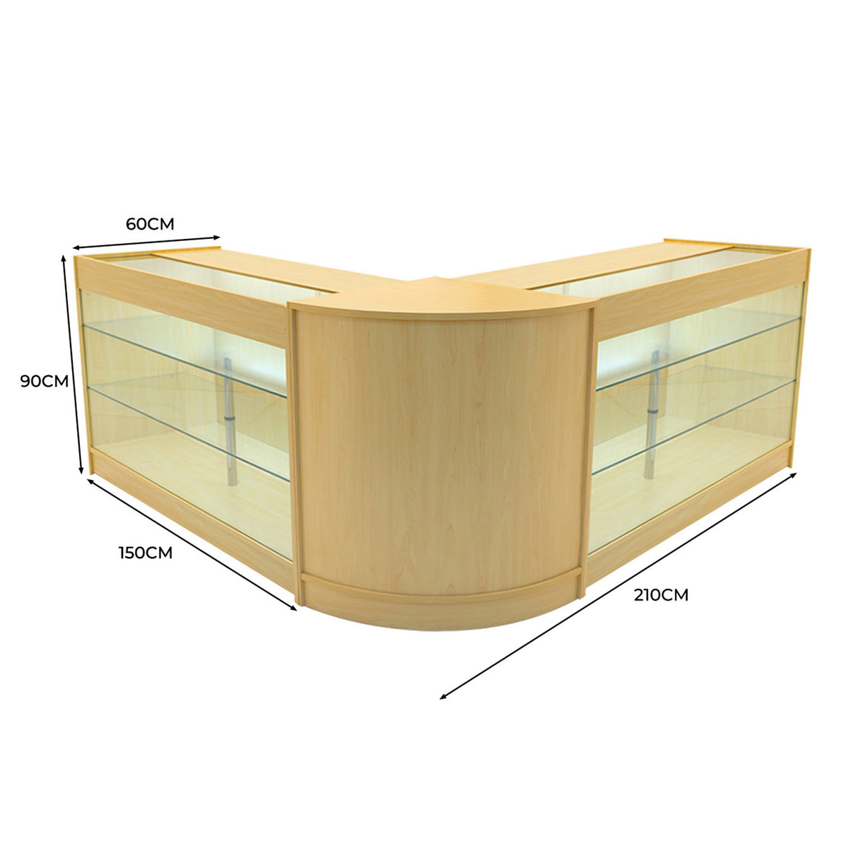 Conjunto de Balcões Comerciais com Luz LED "HELIOS" CM60+ 2x K1500 – cor Maple