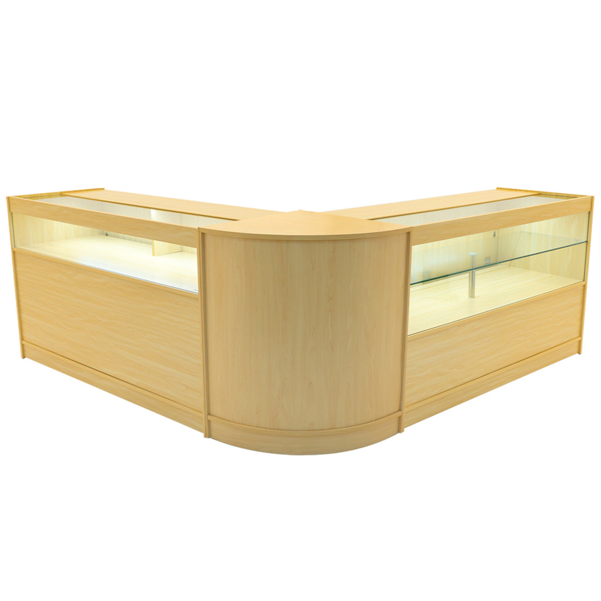 Conjunto de Balcões Comerciais com Luz LED "ADONIS" CM60 + B1500 + C1500 – cor Maple