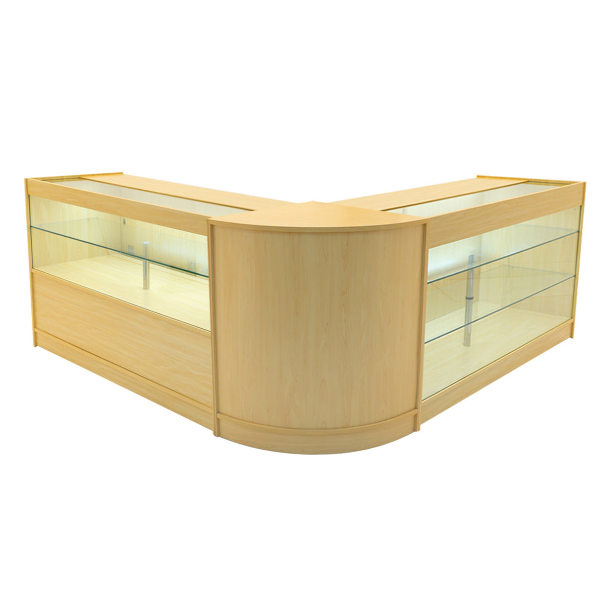 Conjunto de Balcões Comerciais com Luz LED "HERA" CM60 + K1500 + C1500 – cor Maple