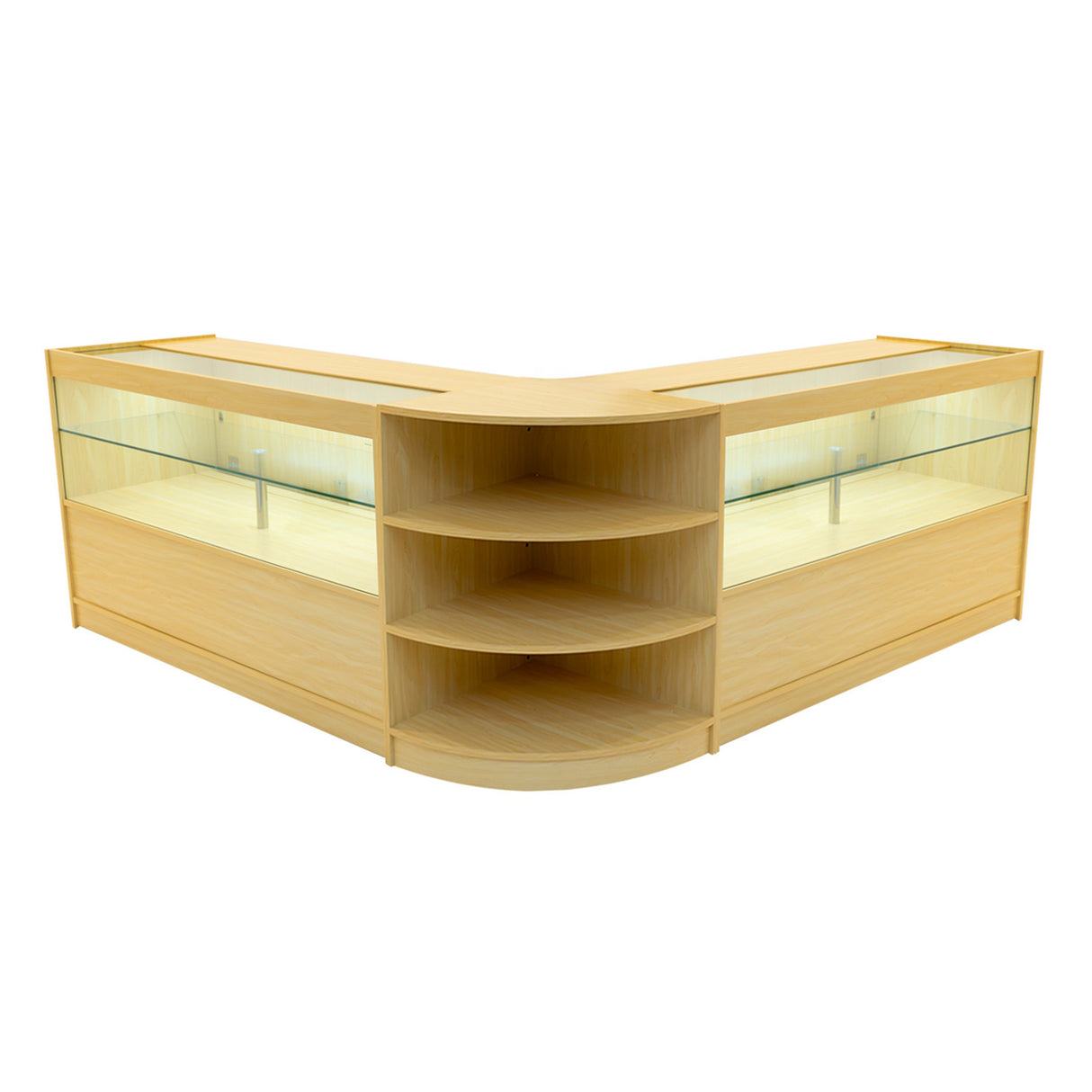 Conjunto de Balcões Comerciais com Luz LED "ANDROMEDA" LM60+ 2x C1500 – cor Maple