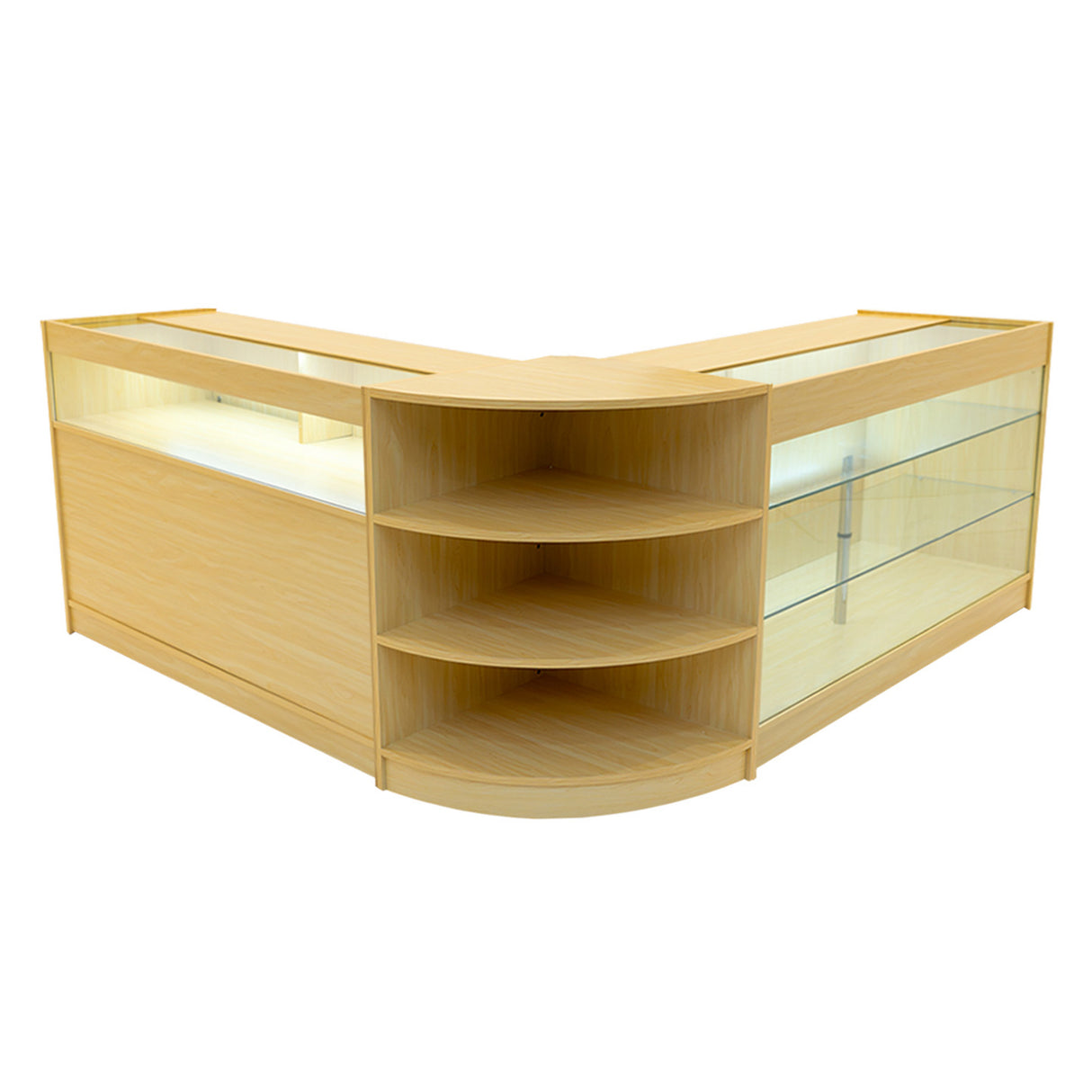 Conjunto de Balcões Comerciais com Luz LED  "DEMETER" LM60 + K1500 + B1500 – cor Maple