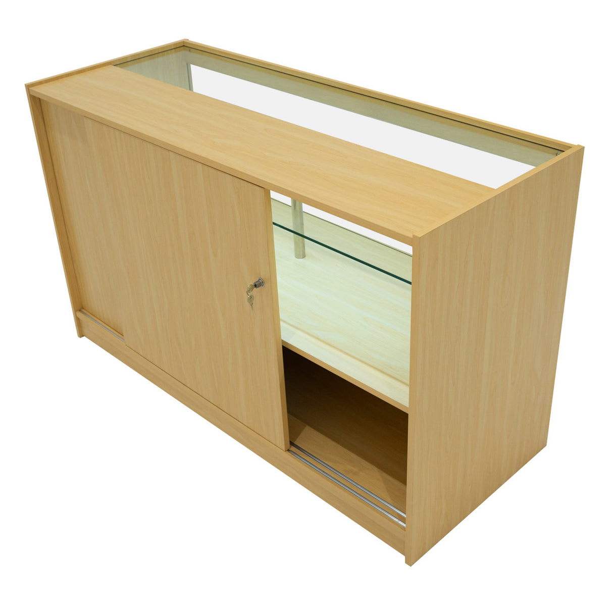 Conjunto de Balcões Comerciais com Luz LED  "CALLIOPE" LM60 + K1500 + C1500 – cor Maple