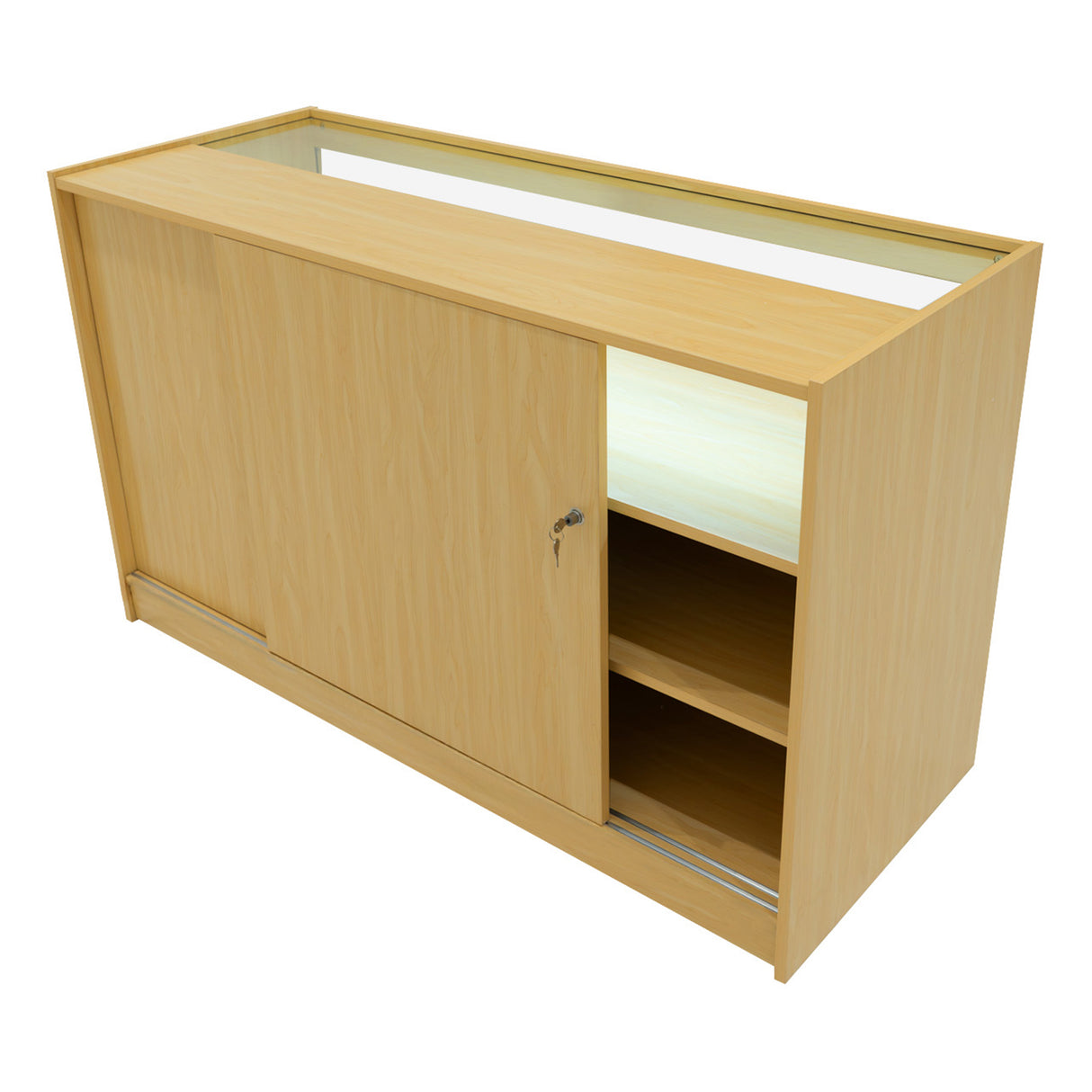 Conjunto de Balcões Comerciais com Luz LED "LUNA" CM60 + 2xB1500 + TB60 – cor Maple