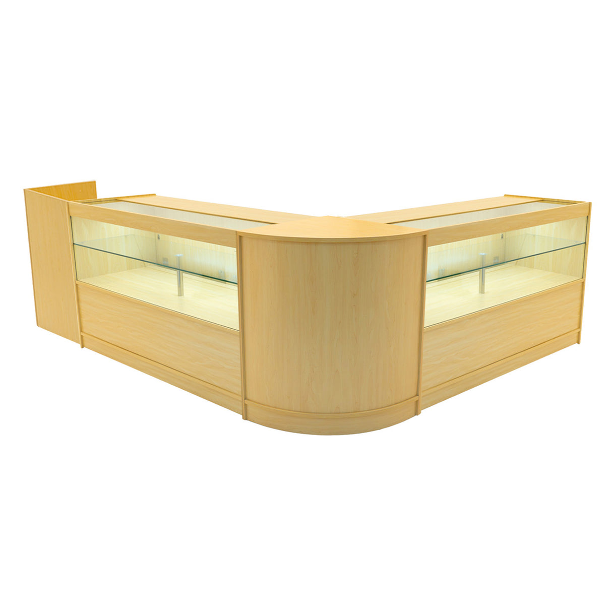 Conjunto de Balcões Comerciais com Luz LED "PHOENIX" CM60 + 2xC1500 + TB60 – cor Maple