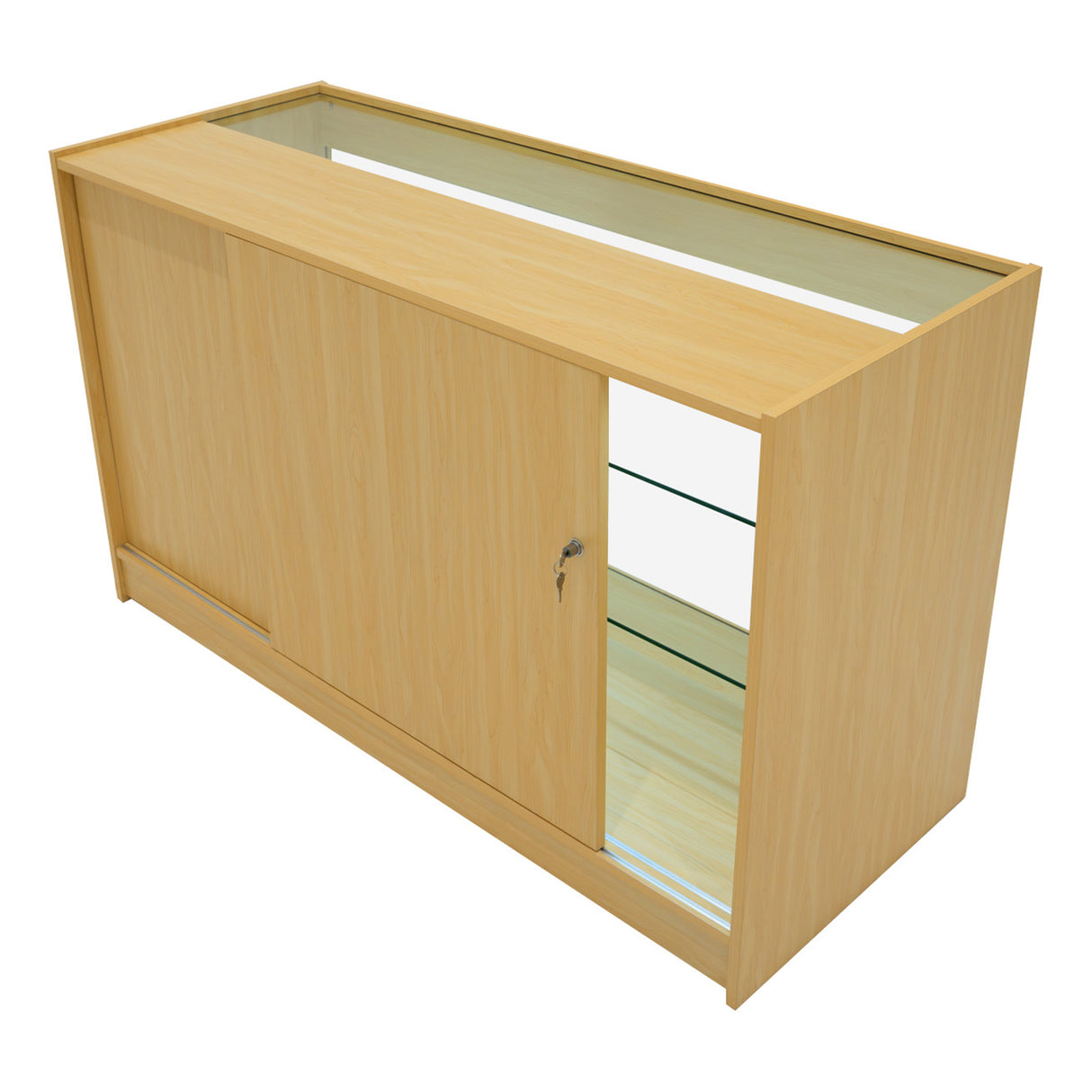 Conjunto de Balcões Comerciais com Luz LED "ARIES" CM60 + 2xK1500 + TB60 – cor Maple