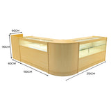 Conjunto de Balcões Comerciais com Luz LED "GRAVITY" CM60 + B1500 + C1500 + TB60 – cor Maple