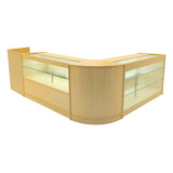 Conjunto de Balcões Comerciais com Luz LED "VEGA" CM60 + K1500 + C1500 + TB60 – cor Maple