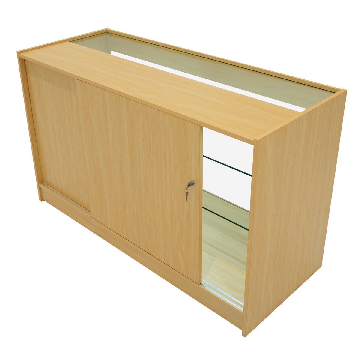 Conjunto de Balcões Comerciais com Luz LED "VEGA" CM60 + K1500 + C1500 + TB60 – cor Maple