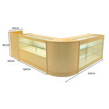 Conjunto de Balcões Comerciais com Luz LED "VEGA" CM60 + K1500 + C1500 + TB60 – cor Maple