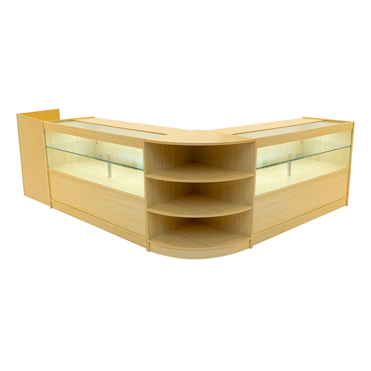 Conjunto de Balcões Comerciais com Luz LED "ECLIPSE" LM60 + 2xC1500 + TB60 – cor Maple