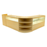 Conjunto de Balcões Comerciais com Luz LED "EUROPA" LM60 + B1500 + C1500 + TB60 – cor Maple