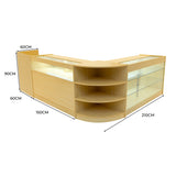 Conjunto de Balcões Comerciais com Luz LED "HYPERION" LM60 + B1500 + K1500 + TB60 – cor Maple