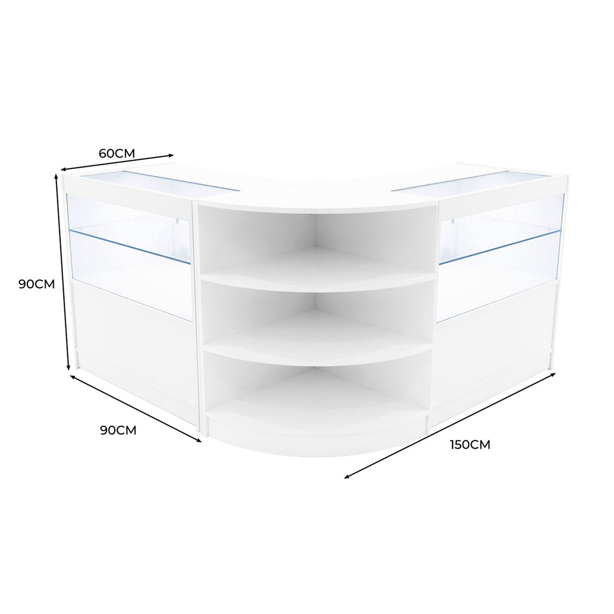 Conjunto de Balcões Comerciais com Luz LED "ANDROMEDA" LM60 +  2x C900 – cor Branco