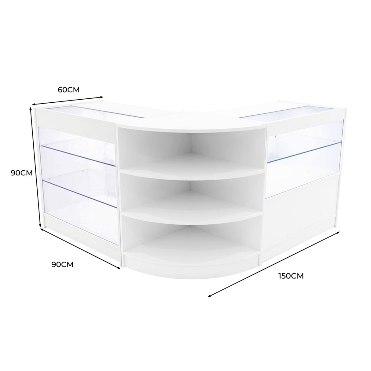 Conjunto de Balcões Comerciais com Luz LED  "CALLIOPE" LM60 + K900 + C900 – cor Branco