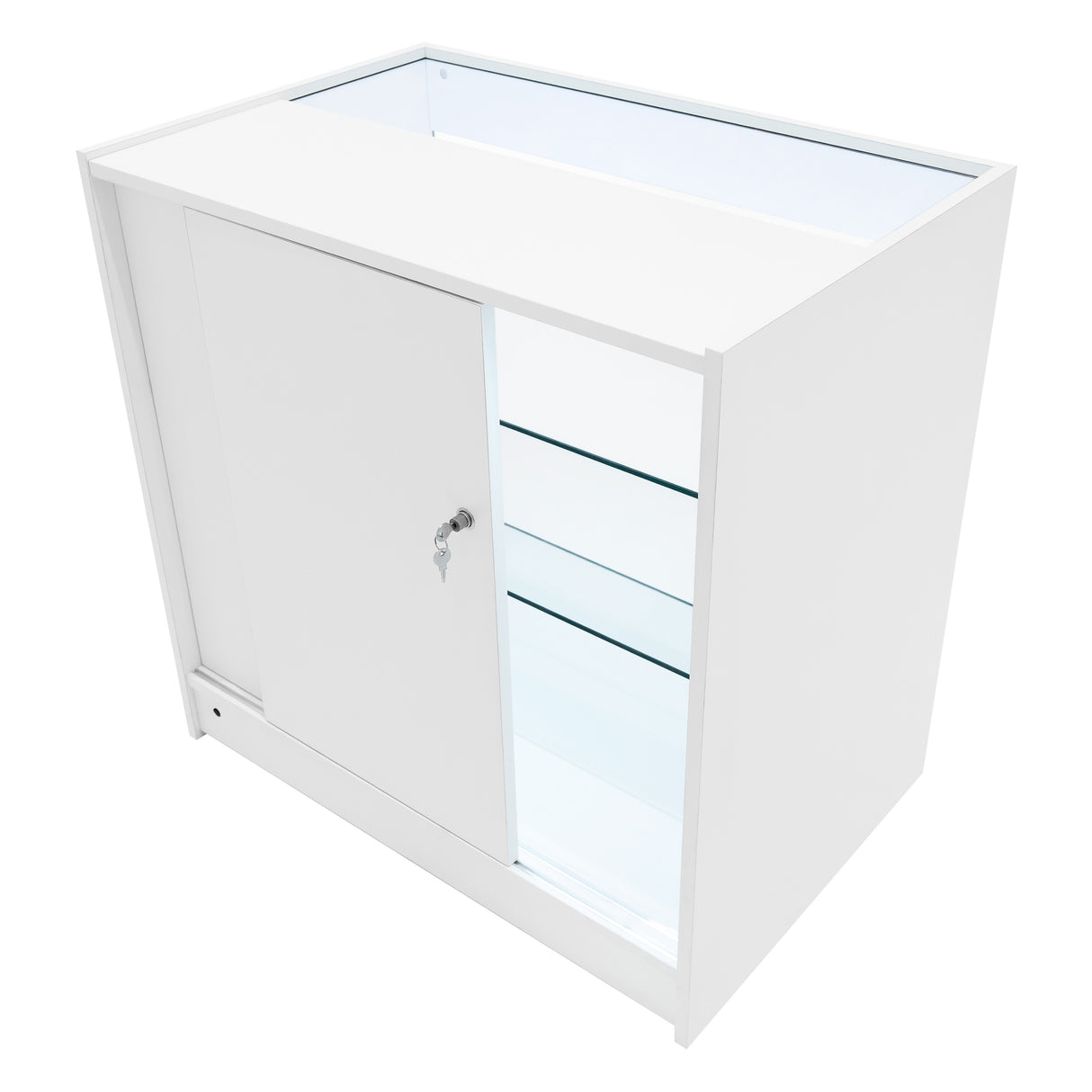 Conjunto de Balcões Comerciais com Luz LED "ARIES" CM60 + 2xK900 + TB60 – cor Branco