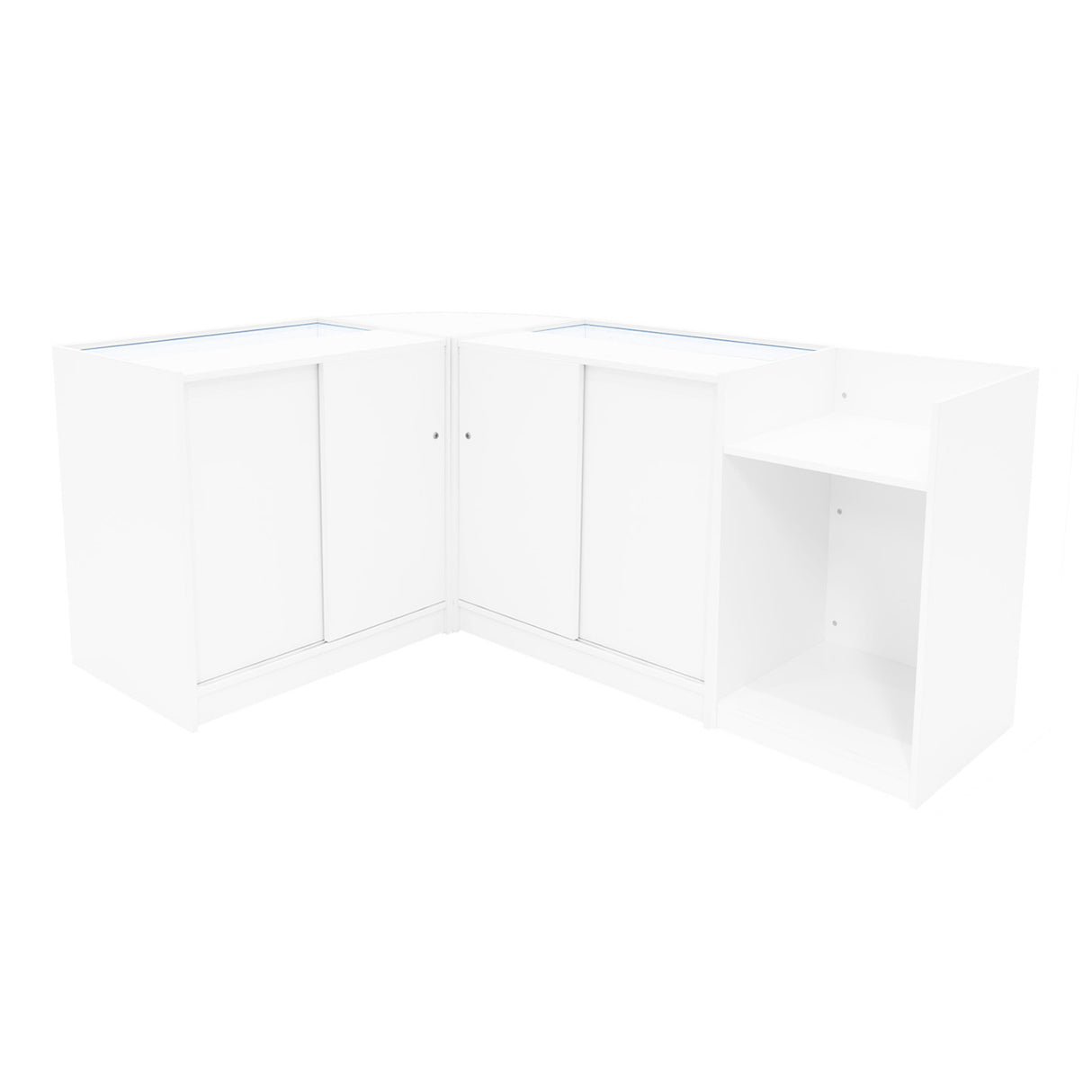 Conjunto de Balcões Comerciais com Luz LED "GRAVITY" CM60 + B900 + C900 + TB60 – Branco