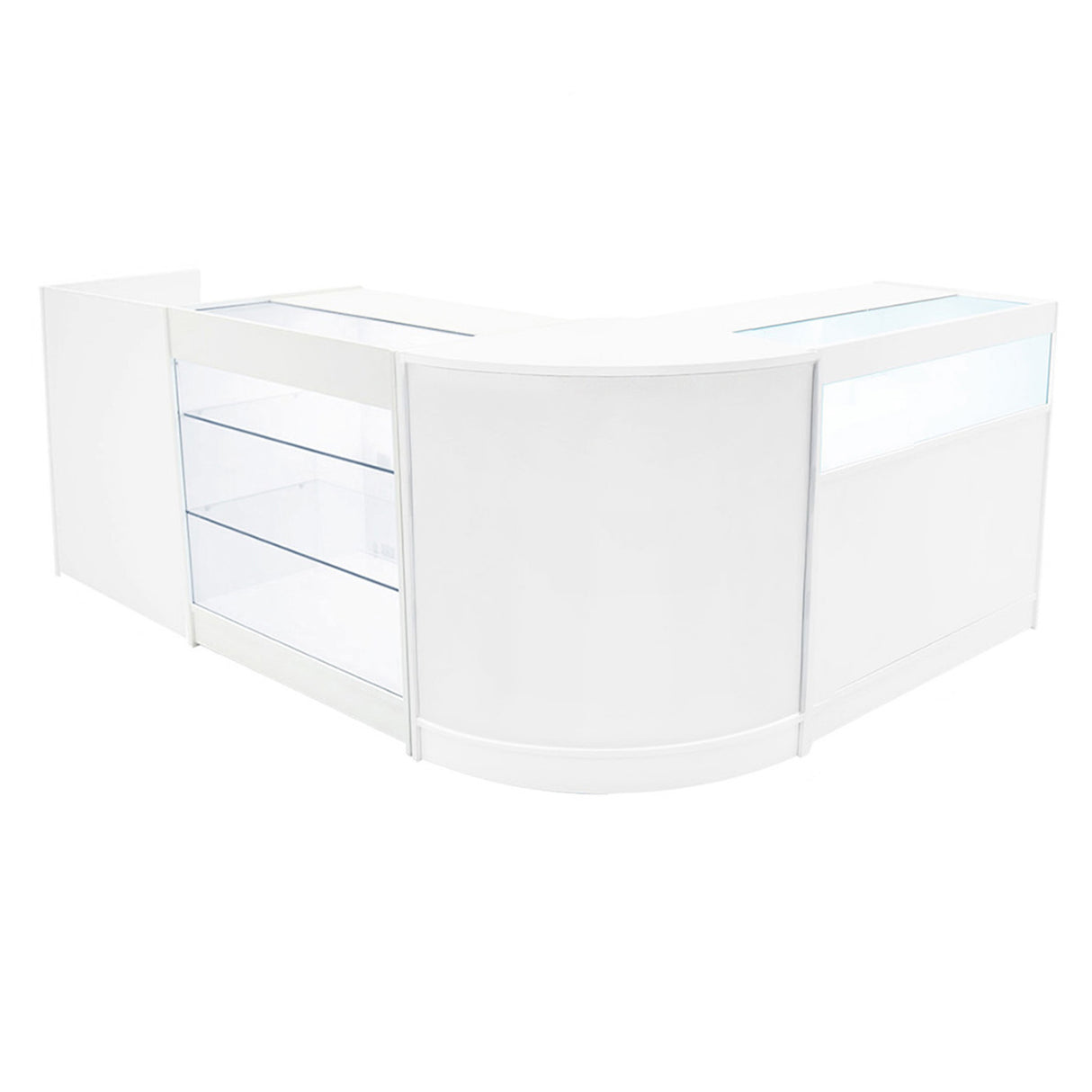 Conjunto de Balcões Comerciais com Luz LED "POLARIS" CM60 + B900 + K900 + TB60 – cor Branco