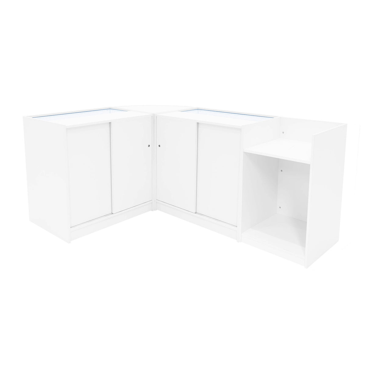 Conjunto de Balcões Comerciais com Luz LED "ECLIPSE" LM60 + 2xC900 + TB60 – cor Branco