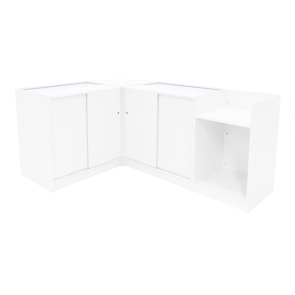 Conjunto de Balcões Comerciais com Luz LED "HYPERION" LM60 + B900 + K900 + TB60 – cor Branco
