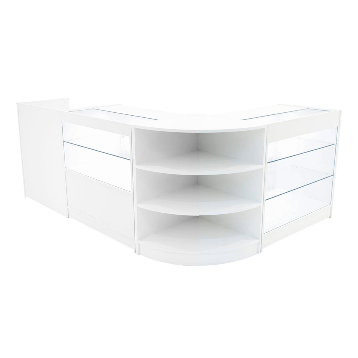 Conjunto de Balcões Comerciais com Luz LED "THEIA" LM60 + K900 + C900 + TB60 – Branco