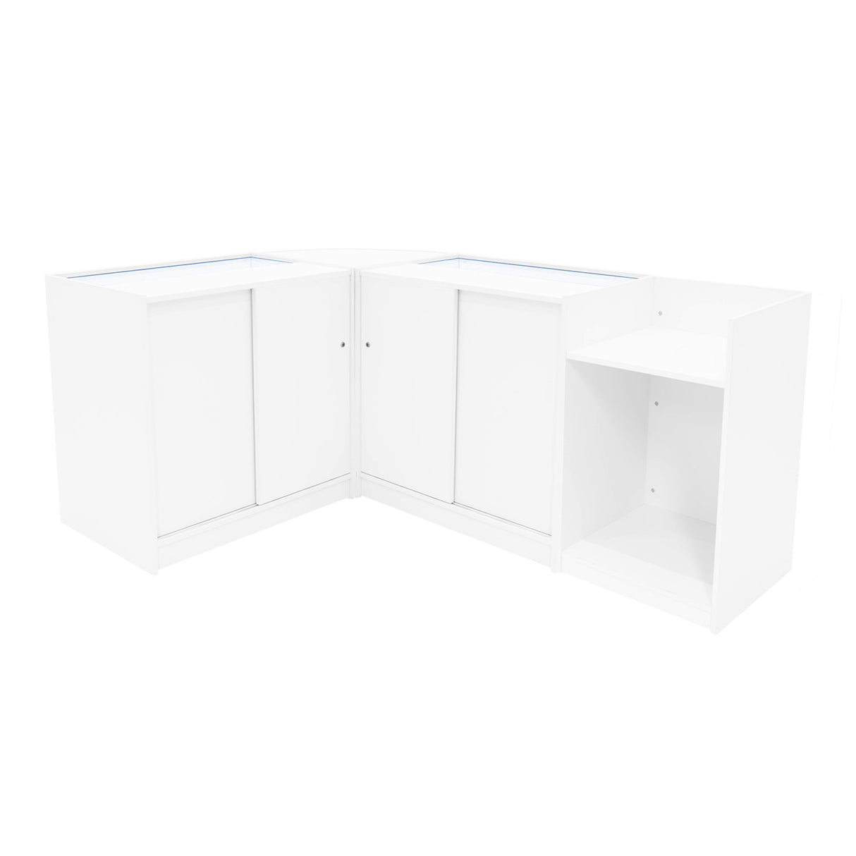 Conjunto de Balcões Comerciais com Luz LED "THEIA" LM60 + K900 + C900 + TB60 – Branco