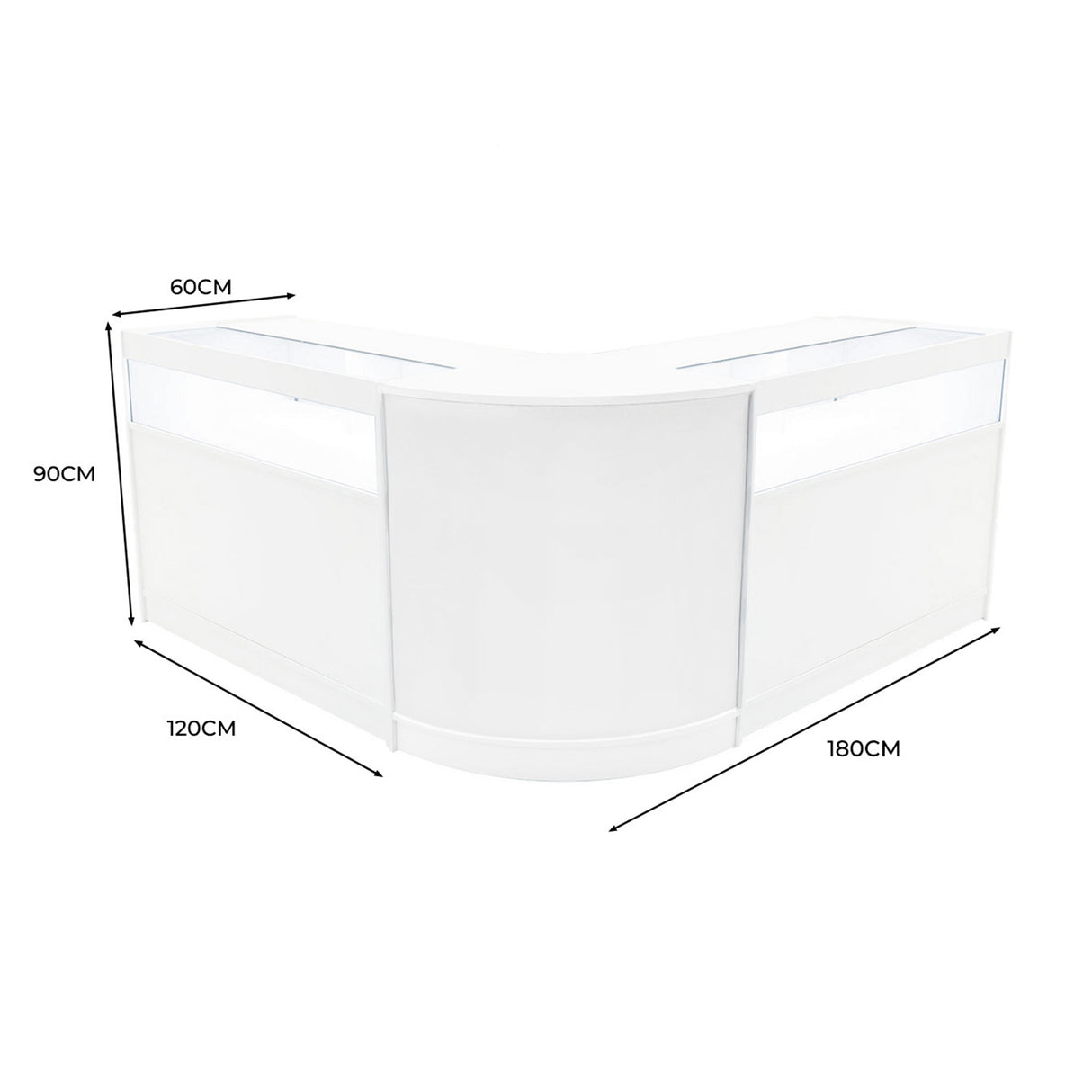 Conjunto de Balcões Comerciais com Luz LED "IRIS" CM60+ 2x B1200 – cor Branco