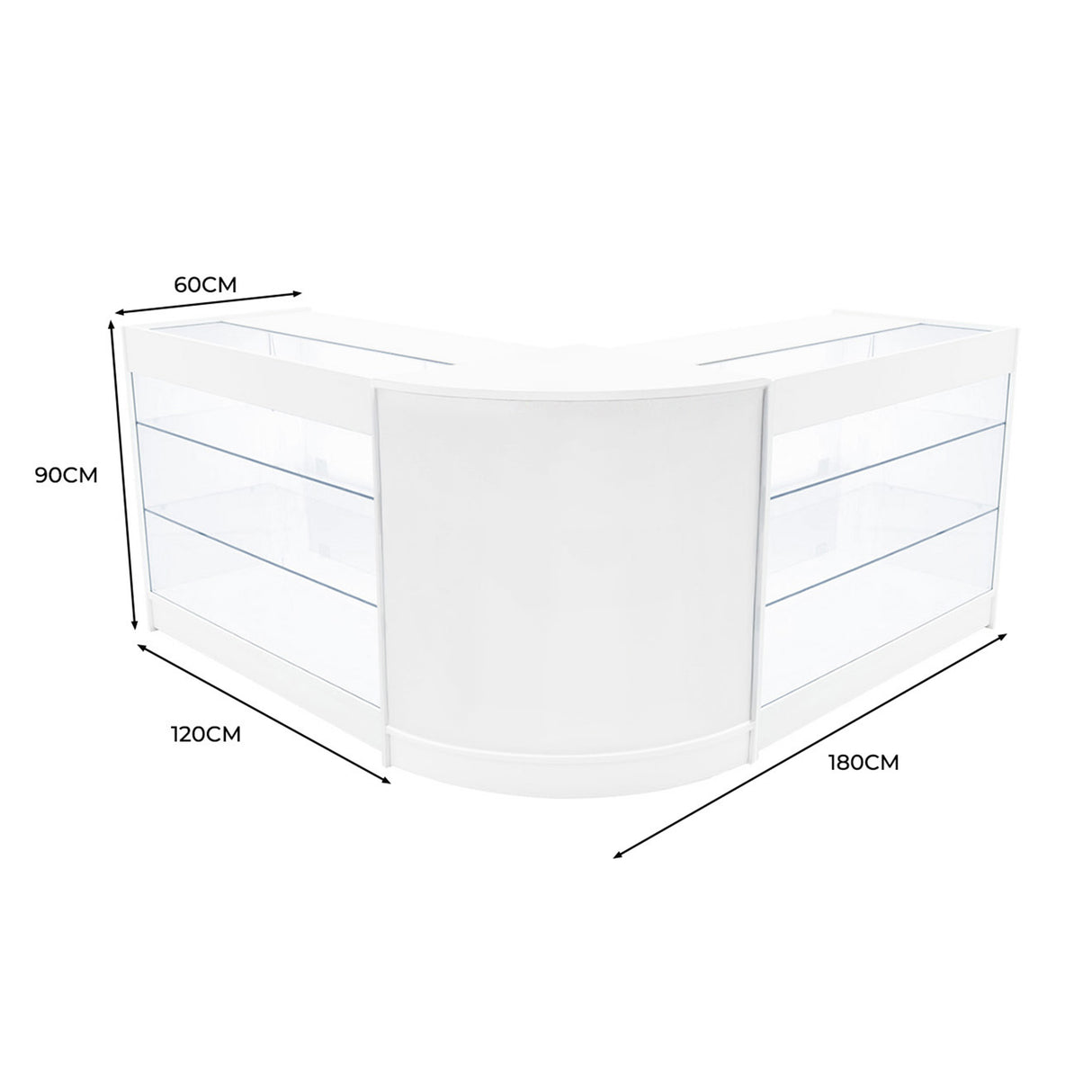Conjunto de Balcões Comerciais com Luz LED "HELIOS" CM60+ 2x K1200 – cor Branco