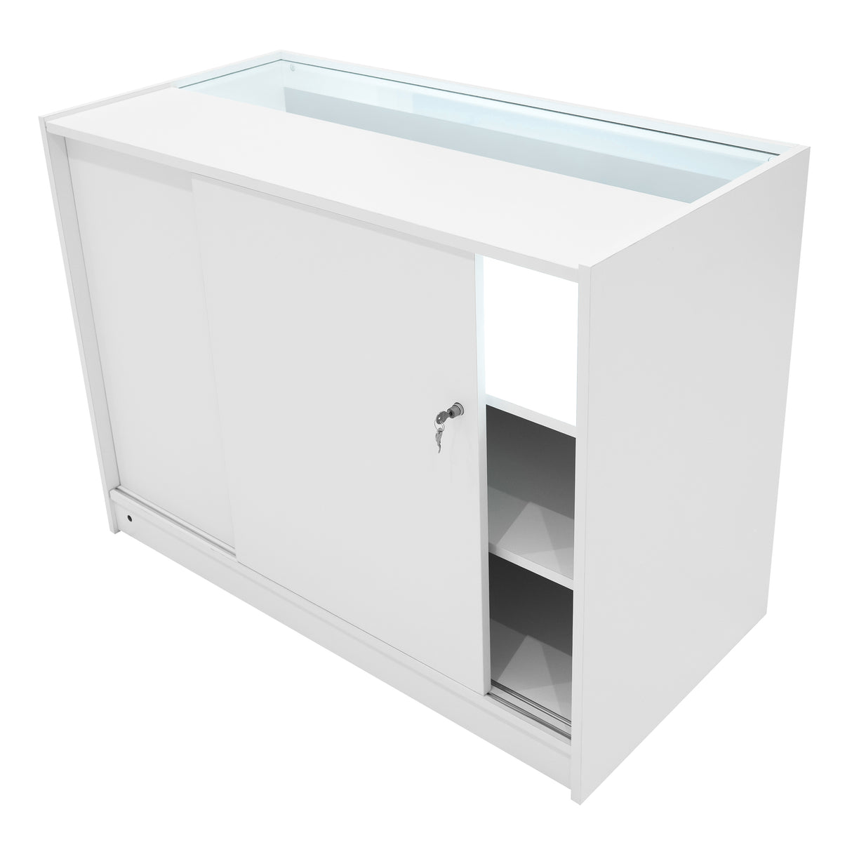 Conjunto de Balcões Comerciais com Luz LED  "TRITON" CM60 + K1200 + B1200 – cor Branco