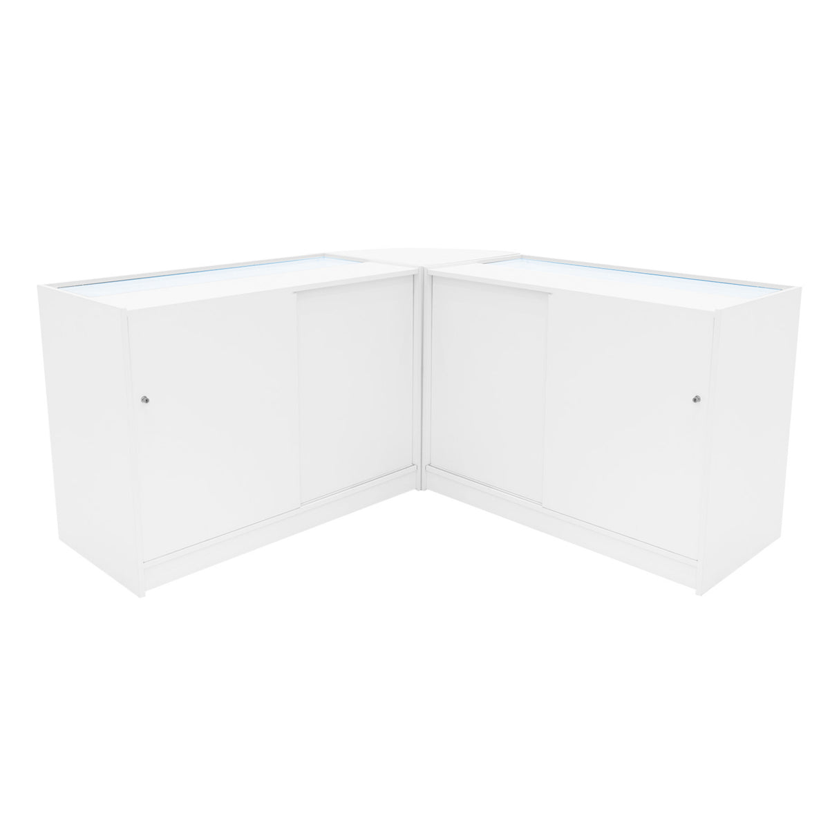 Conjunto de Balcões Comerciais com Luz LED "HERA"  CM60 + K1200 + C1200 – cor Branco