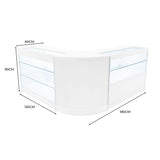 Conjunto de Balcões Comerciais com Luz LED "HERA"  CM60 + K1200 + C1200 – cor Branco