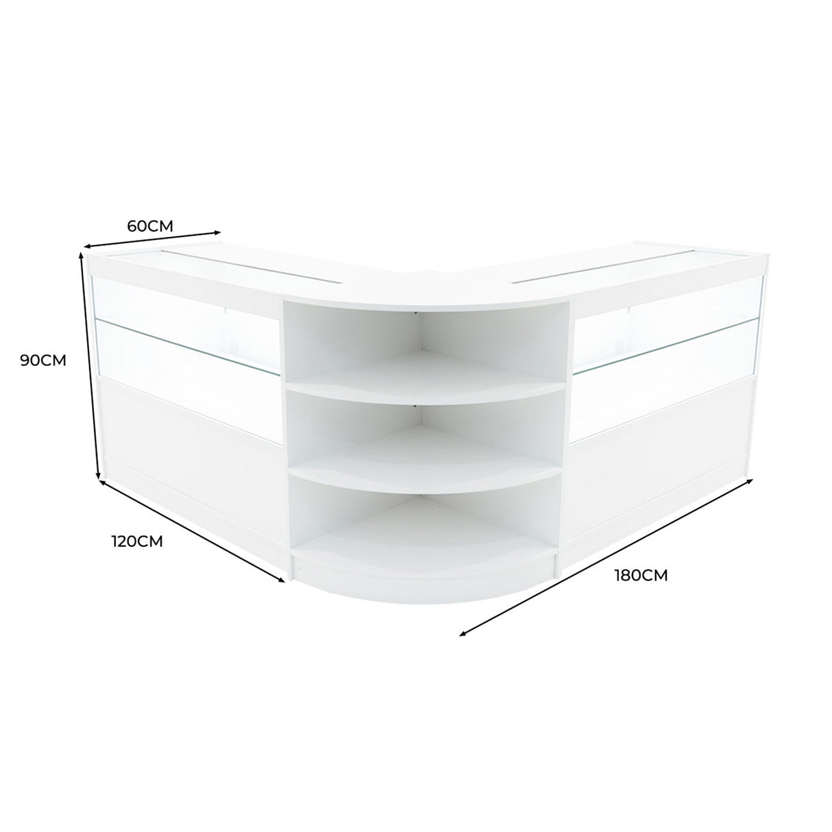 Conjunto de Balcões Comerciais com Luz LED "ANDROMEDA" LM60+ 2x C1200 – cor Branco