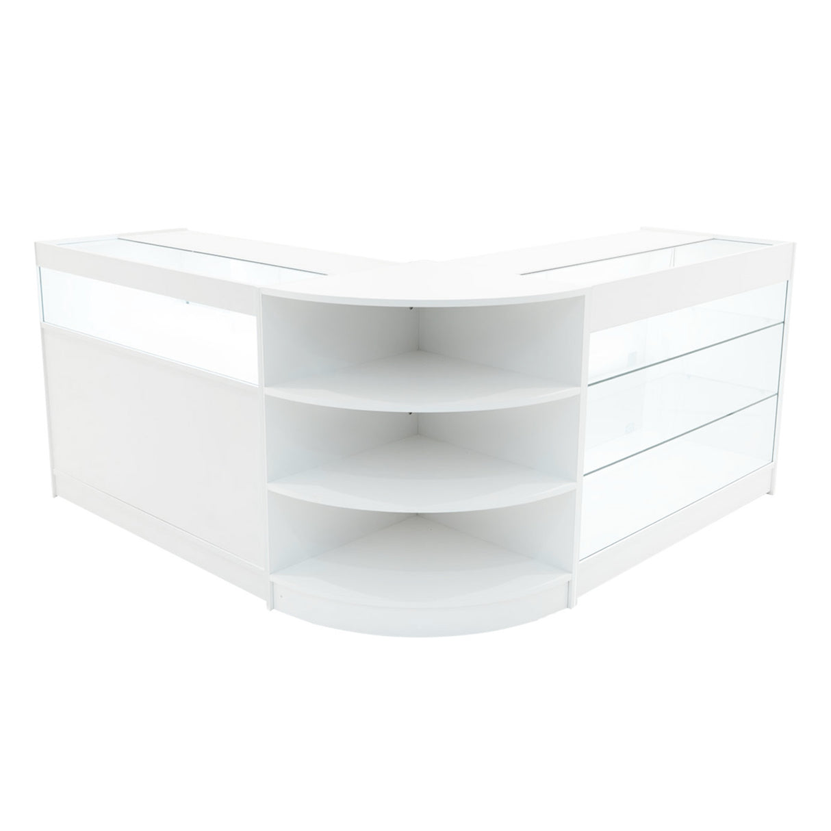 Conjunto de Balcões Comerciais com Luz LED  "DEMETER" LM60 + K1200 + B1200 – cor Branco