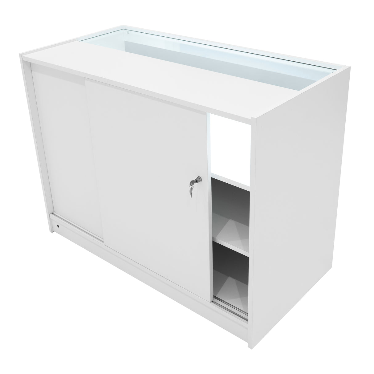Conjunto de Balcões Comerciais com Luz LED  "DEMETER" LM60 + K1200 + B1200 – cor Branco