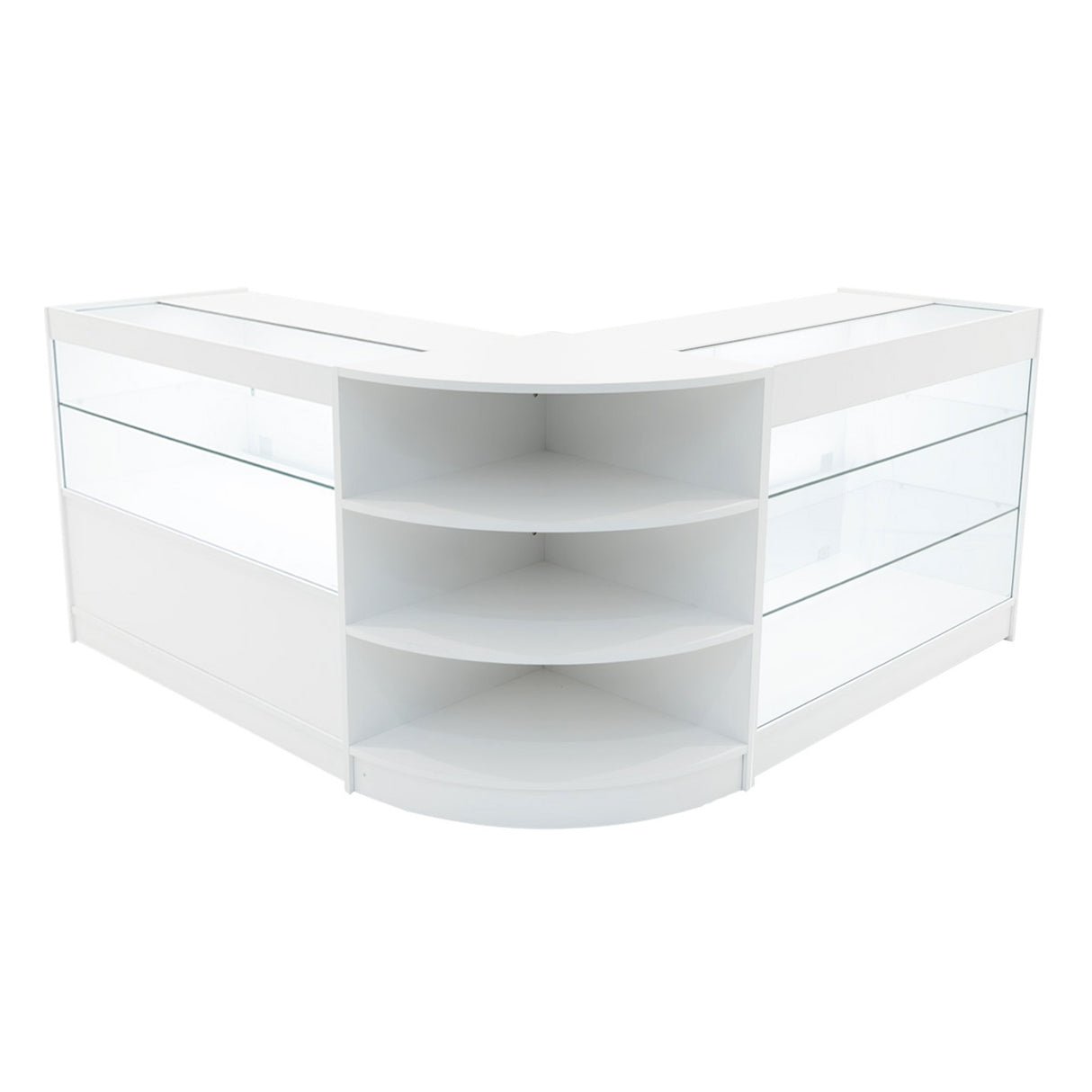Conjunto de Balcões Comerciais com Luz LED  "CALLIOPE" LM60 + K1200 + C1200 – cor Branco