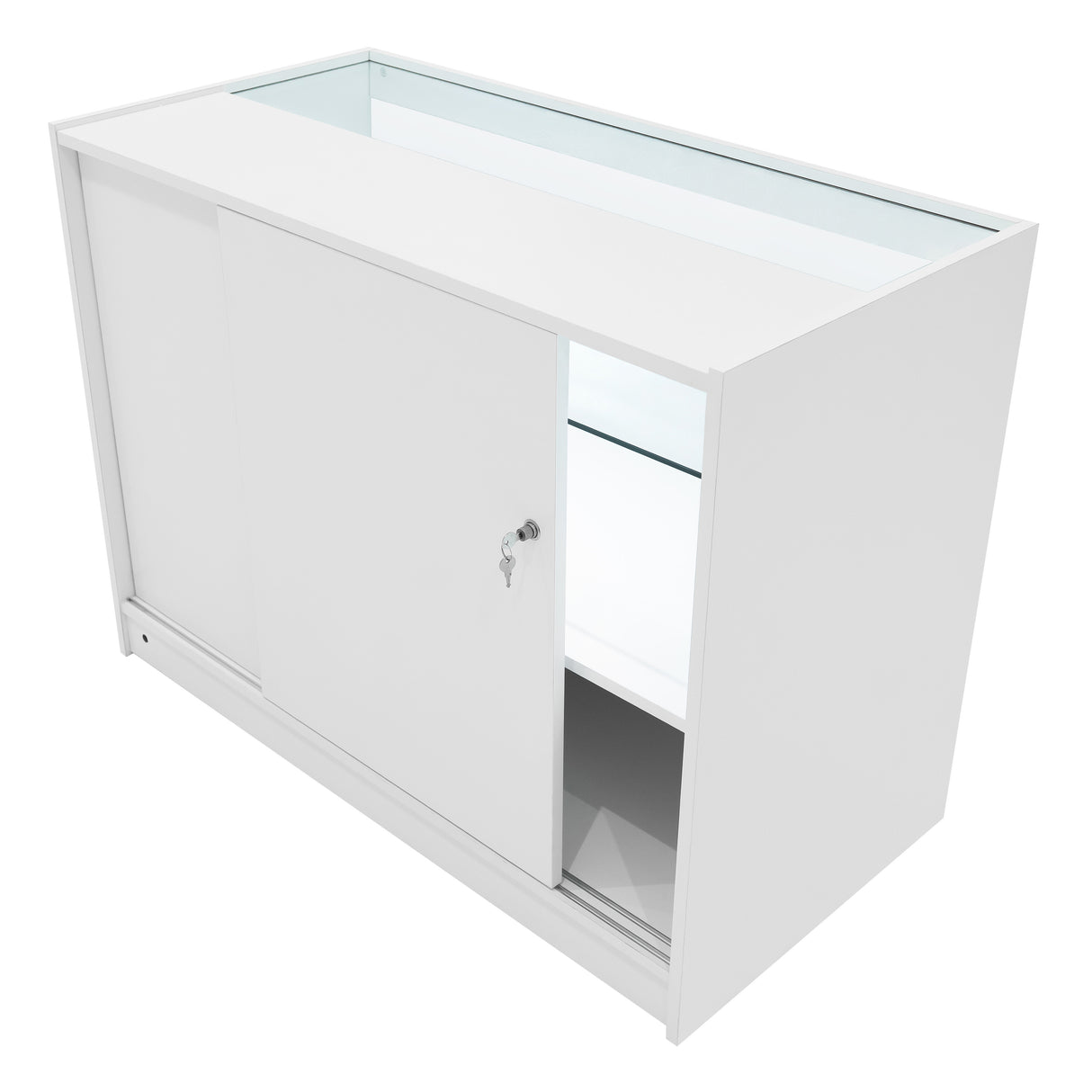 Conjunto de Balcões Comerciais com Luz LED  "CALLIOPE" LM60 + K1200 + C1200 – cor Branco
