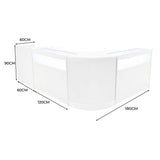 Conjunto de Balcões Comerciais com Luz LED "LUNA" CM60 + 2xB1200 + TB60 – cor Branco