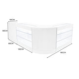 Conjunto de Balcões Comerciais com Luz LED "ARIES" CM60 + 2xK1200 + TB60 – cor Branco