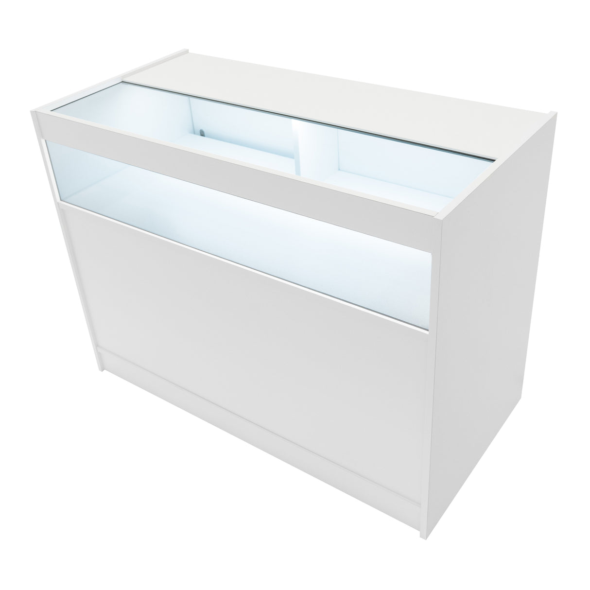 Conjunto de Balcões Comerciais com Luz LED "GRAVITY" CM60 + B1200 + C1200 + TB60 – cor Branco