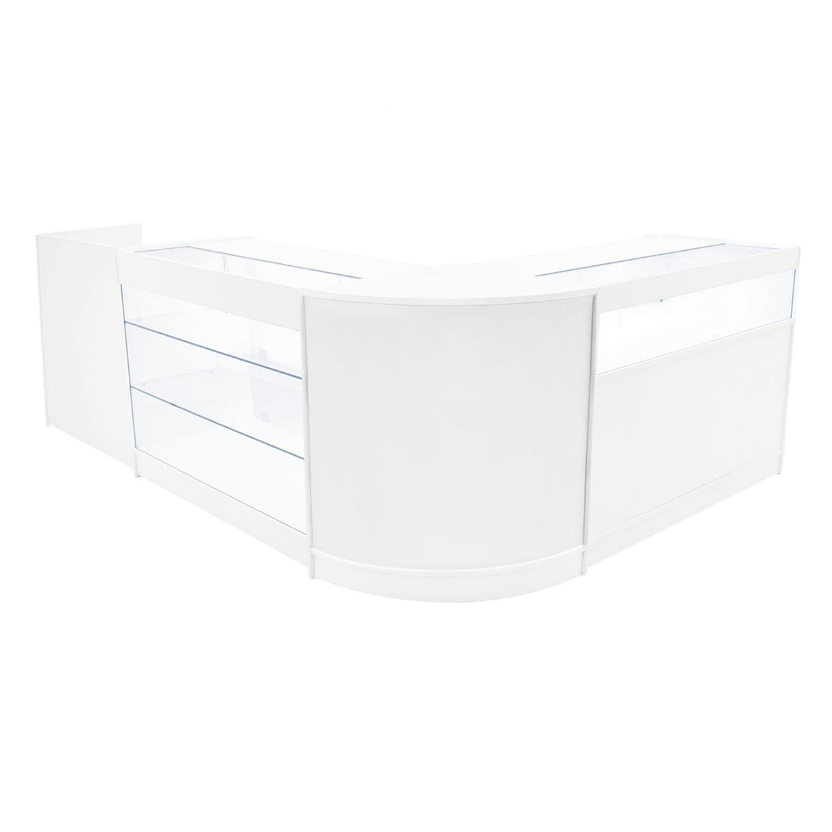 Conjunto de Balcões Comerciais com Luz LED "POLARIS" CM60 + B1200 + K1200 + TB60 – cor Branco