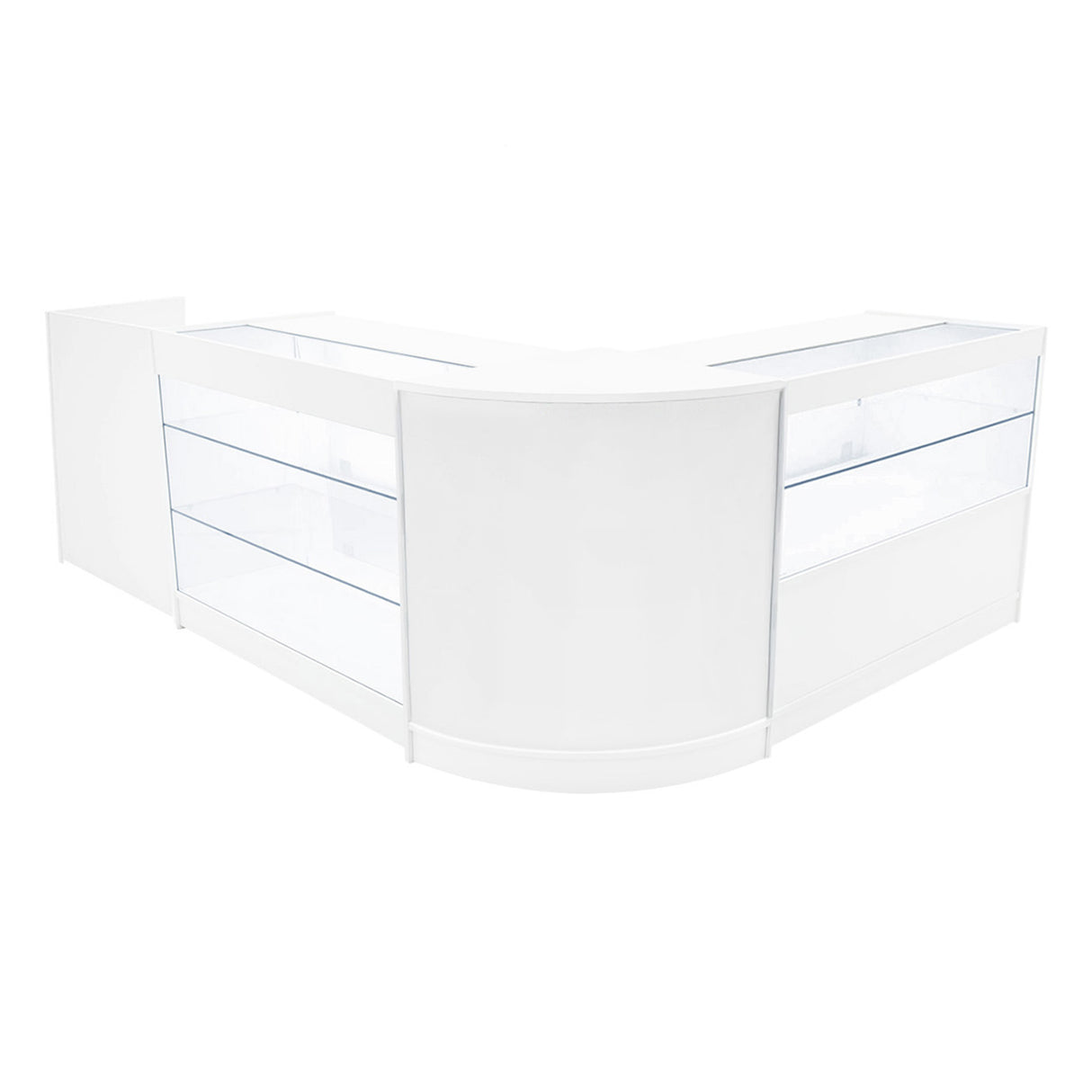 Conjunto de Balcões Comerciais com Luz LED "VEGA" CM60 + K1200 + C1200 + TB60 – cor Branco