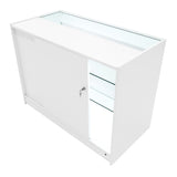 Conjunto de Balcões Comerciais com Luz LED "VEGA" CM60 + K1200 + C1200 + TB60 – cor Branco
