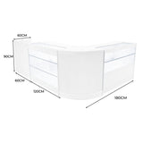 Conjunto de Balcões Comerciais com Luz LED "VEGA" CM60 + K1200 + C1200 + TB60 – cor Branco