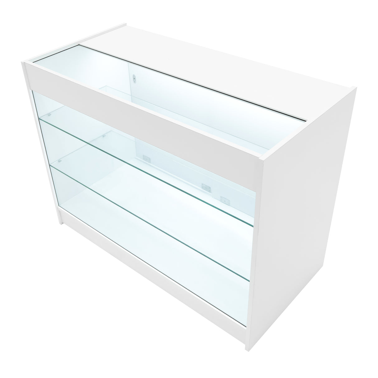 Conjunto de Balcões Comerciais com Luz LED "VEGA" CM60 + K1200 + C1200 + TB60 – cor Branco