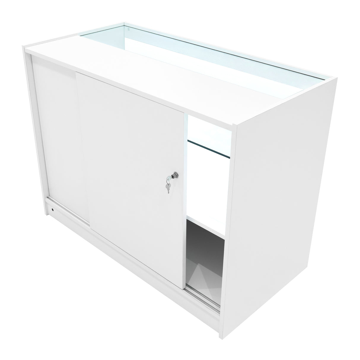 Conjunto de Balcões Comerciais com Luz LED "ECLIPSE" LM60 + 2xC1200 + TB60 – cor Branco