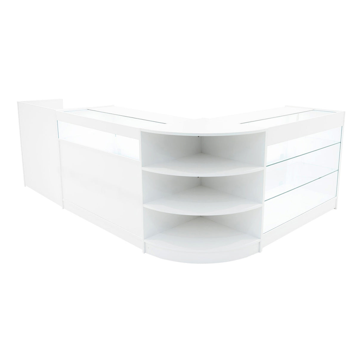 Conjunto de Balcões Comerciais com Luz LED "HYPERION" LM60 + B1200 + K1200 + TB60 – cor Branco