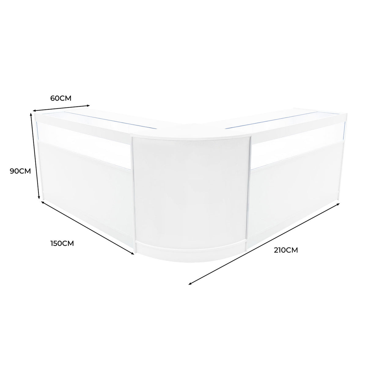Conjunto de Balcões Comerciais com Luz LED "IRIS" CM60+ 2x B1500 – cor Branco